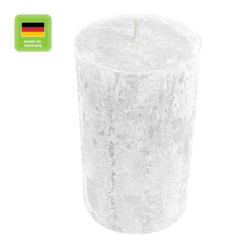 RUSTIC-Stumpenkerze Weiß, WENZEL, 110/60 mm, Brenndauer ca. 38h, selbstverlöschend
