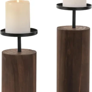 Rustikaler Holz-Kerzenhalter 2er Set für Stumpenkerzen