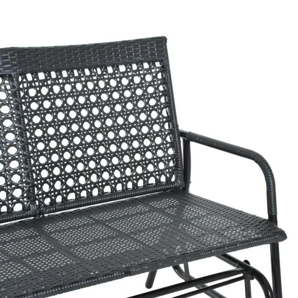 Schaukelbank Gartenschaukel Polyrattan 2-Sitzer schwarz