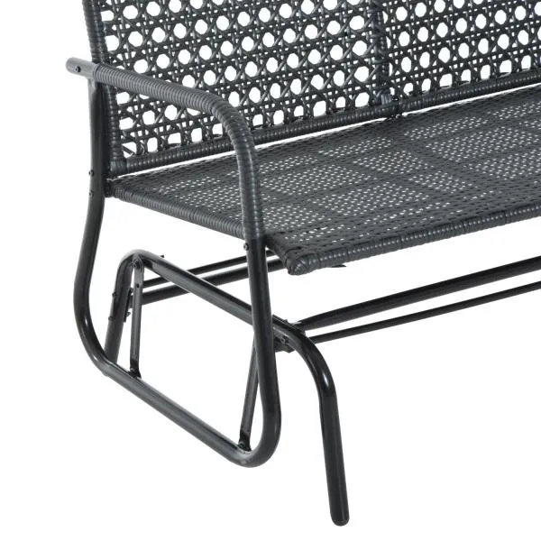 Schaukelbank Gartenschaukel Polyrattan 2-Sitzer schwarz
