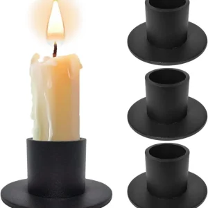 Schwarze Kerzenständer 4er Set Schmiedeeisen Retro Design