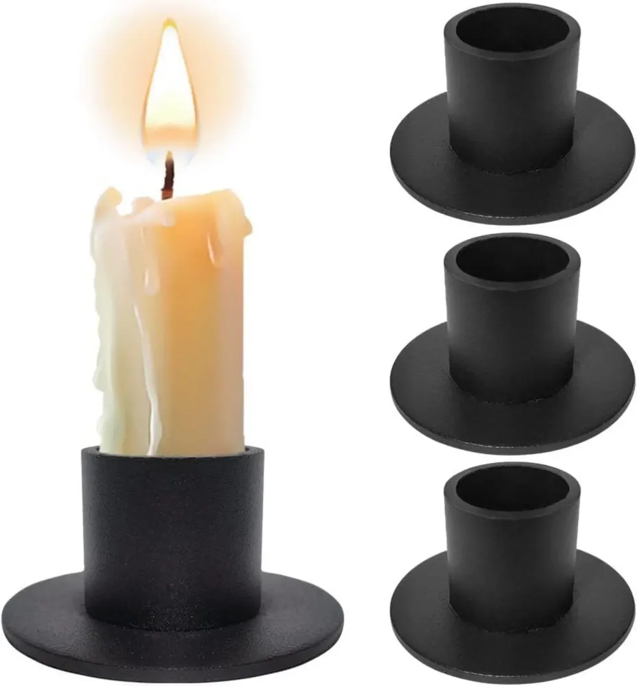 Schwarze Kerzenständer 4er Set Schmiedeeisen Retro Design