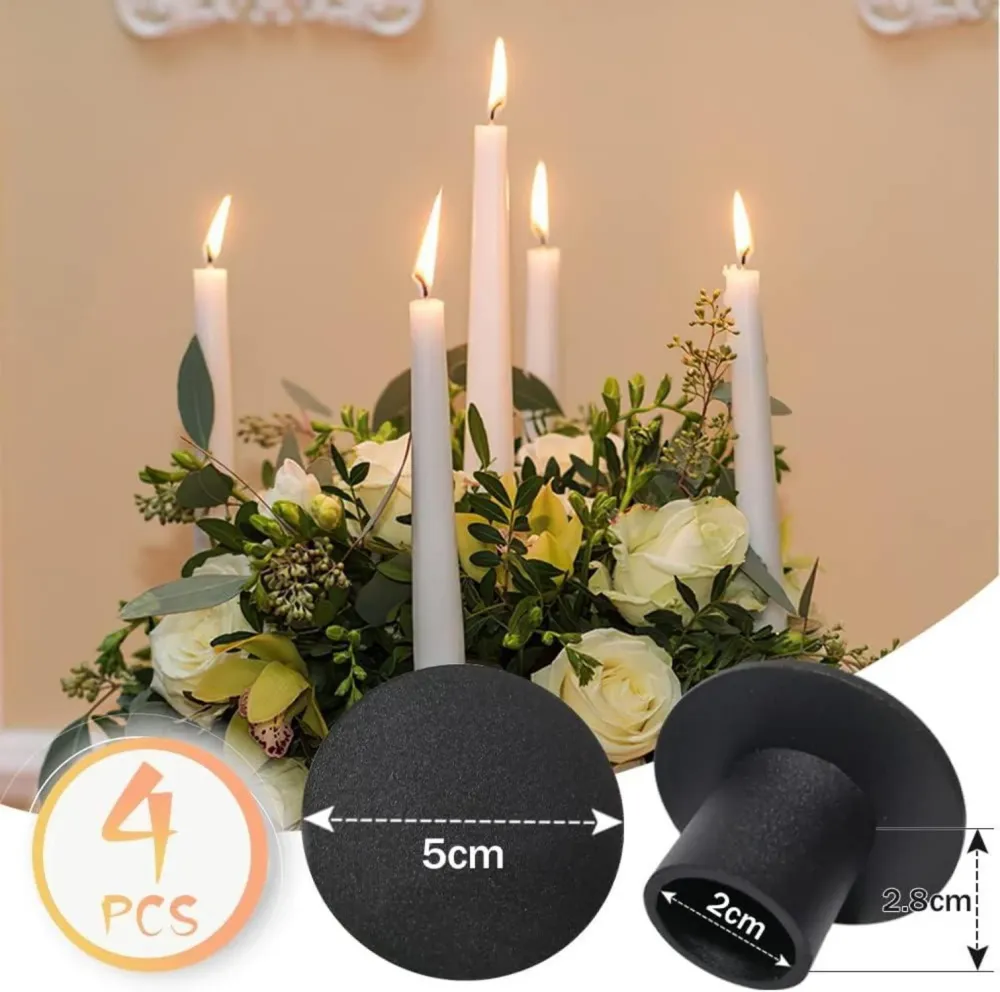 Schwarze Kerzenständer 4er Set Schmiedeeisen Retro Design