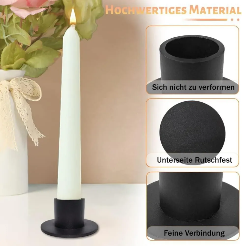 Schwarze Kerzenständer 4er Set Schmiedeeisen Retro Design
