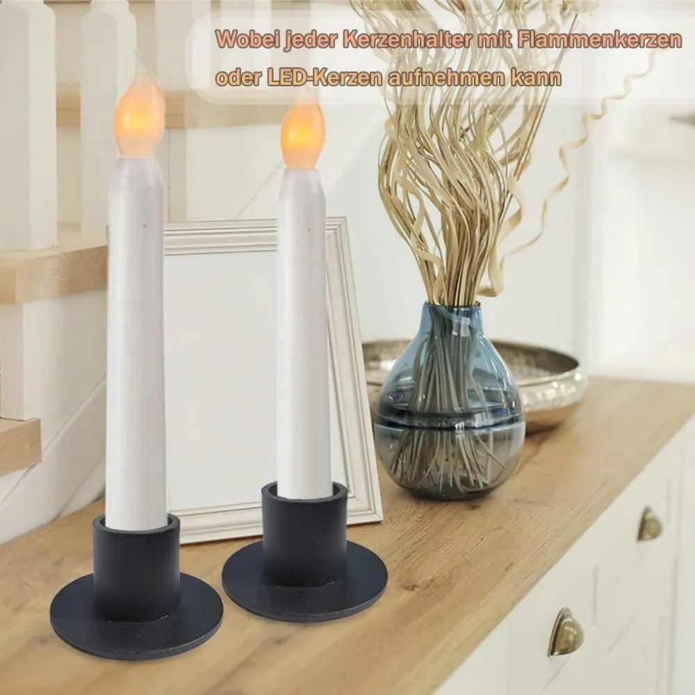 Schwarze Kerzenständer 4er Set Schmiedeeisen Retro Design