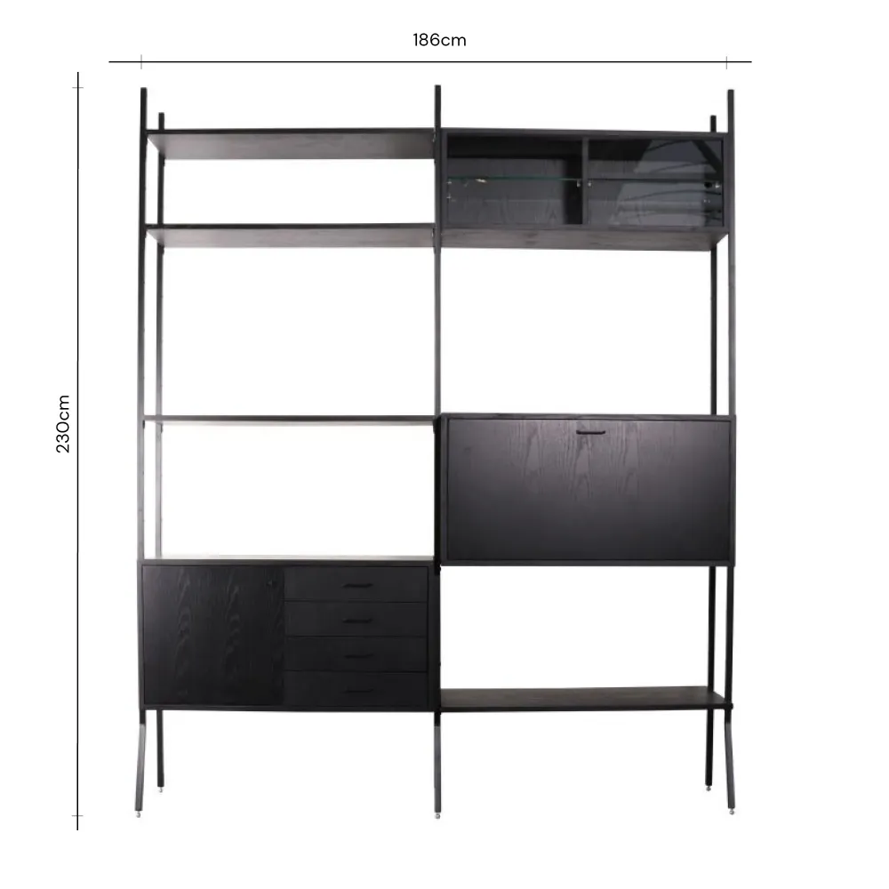 Schwarzer Wandschrank – 186×230 cm