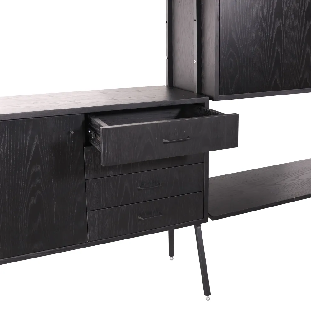 Schwarzer Wandschrank – 186×230 cm