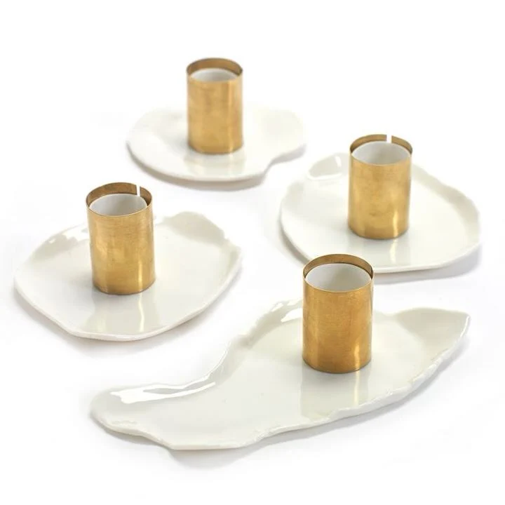 Serax Kerzenhalter Kupfer 4er Set aus Porzellan