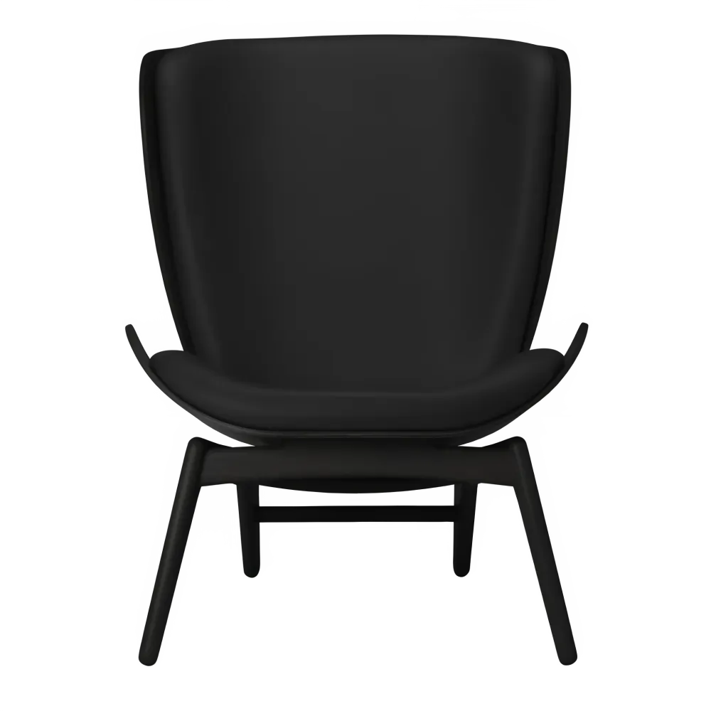 Sessel READER schwarze Leder mit schwarzem Fußteil