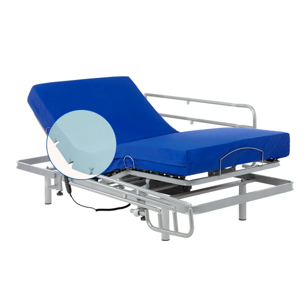 Set verstellbares Bett mit Sanitärem Professional HR-Matratze (90x190 cm, Bettgitte)