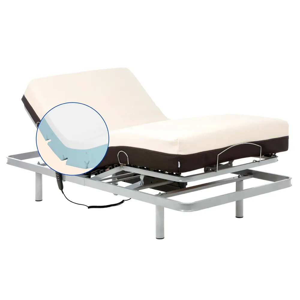 Set Verstellbares Pflegebett mit Orthopädischer Viscoelastischer Matratze - 90x200 cm
