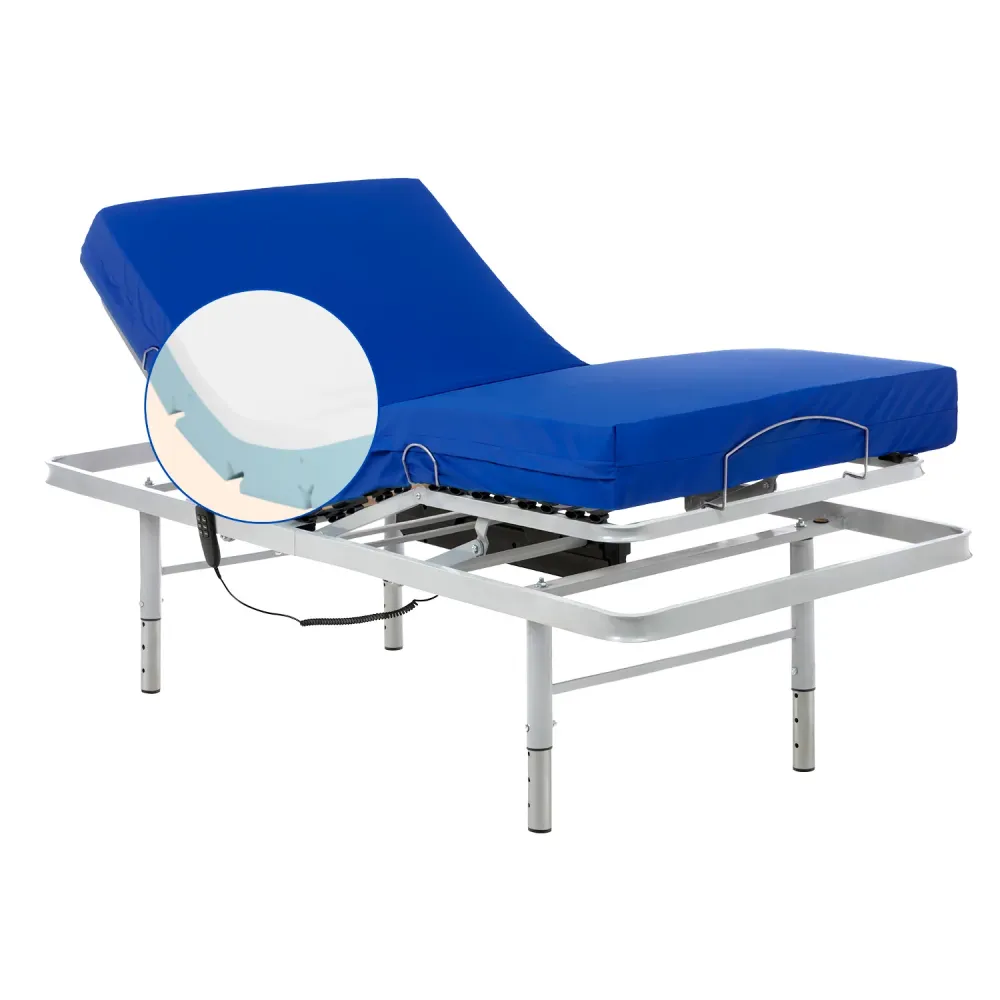 Set verstellbares Pflegebett mit viskoelastischer Matratze Professional V3 - 80x200 cm