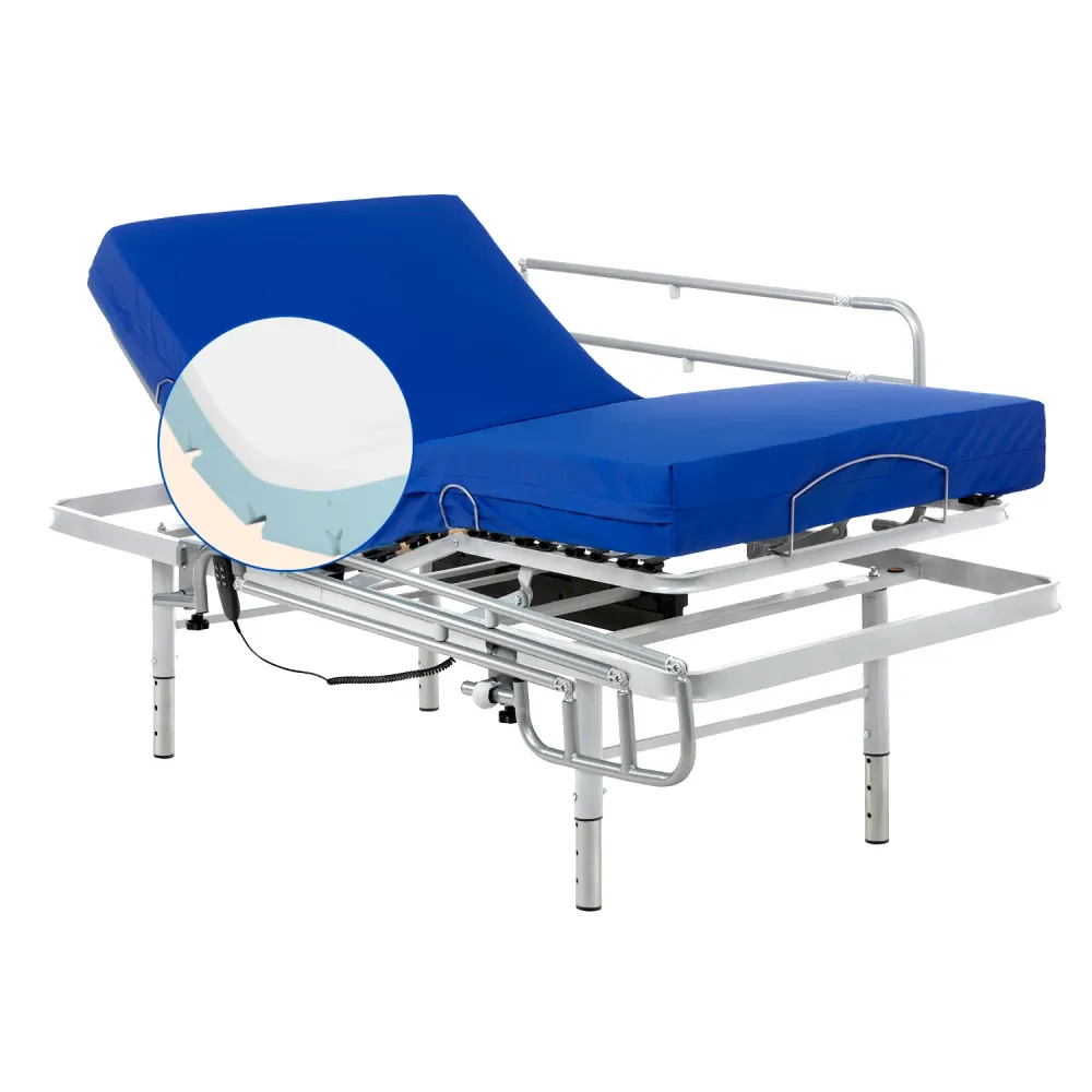 Set Verstellbares Pflegebett mit viskoelastischer Matratze Professional V3 (105x190 cm, Bettgitte)