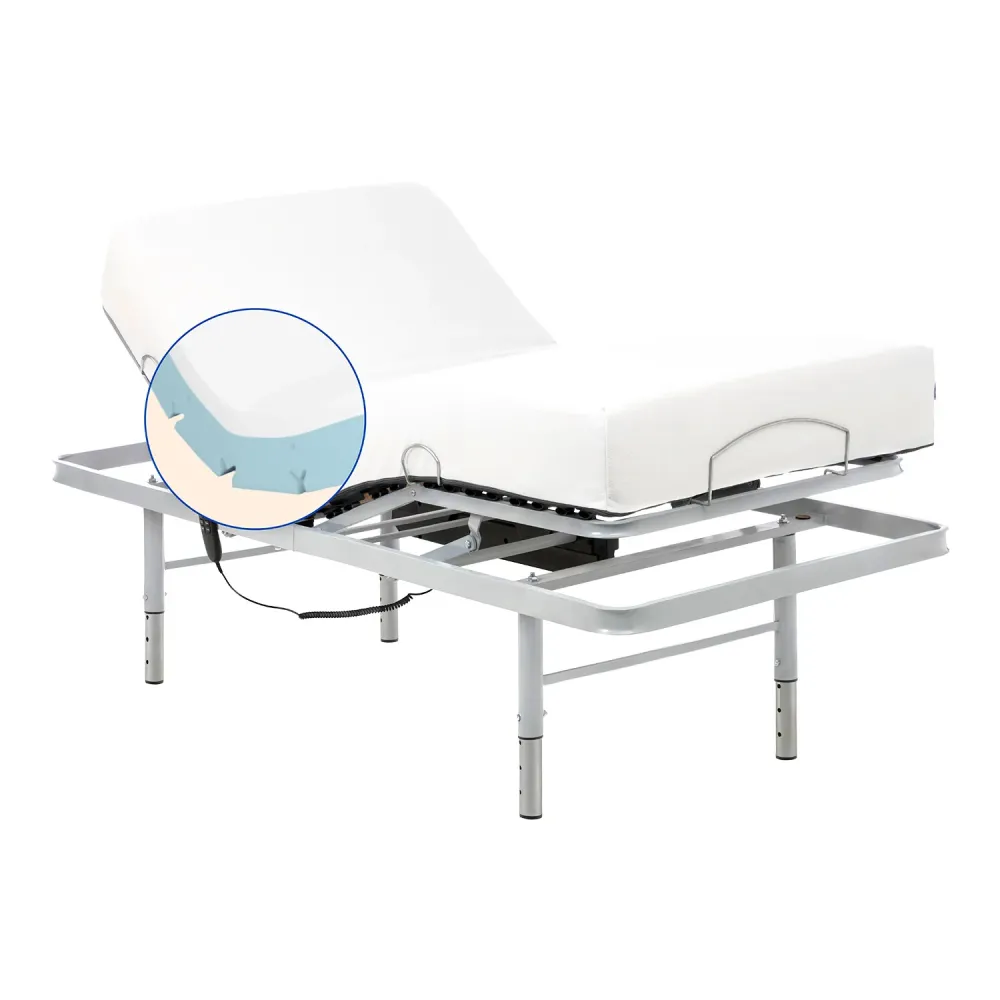 Set verstellbares Pflegebett mit viskoelastischer Tencel-Matratze - 105x190 cm