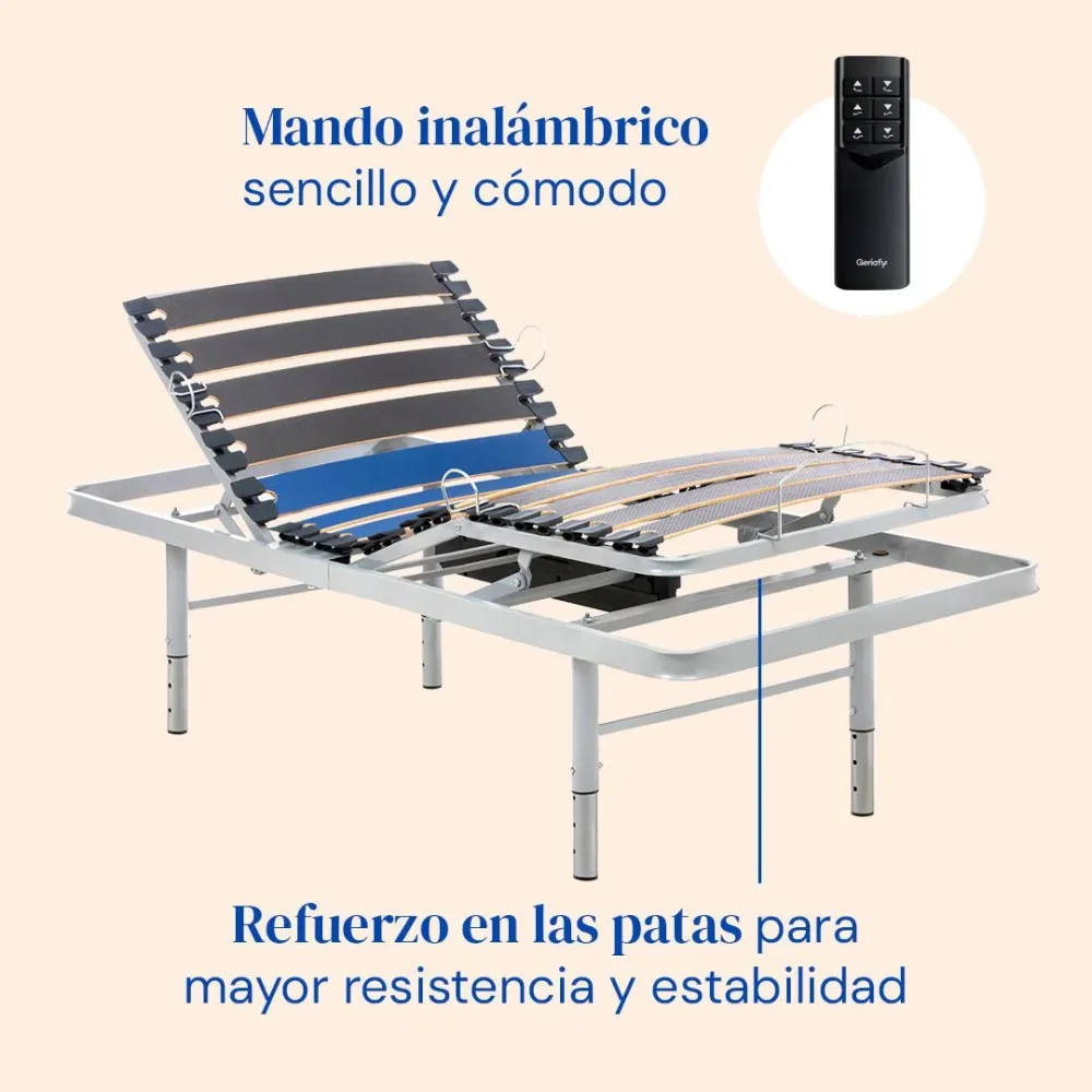 Set verstellbares Pflegebett mit viskoelastischer Tencel-Matratze | Kabellose Fernbedienung (90x190 cm, Seitengitter)