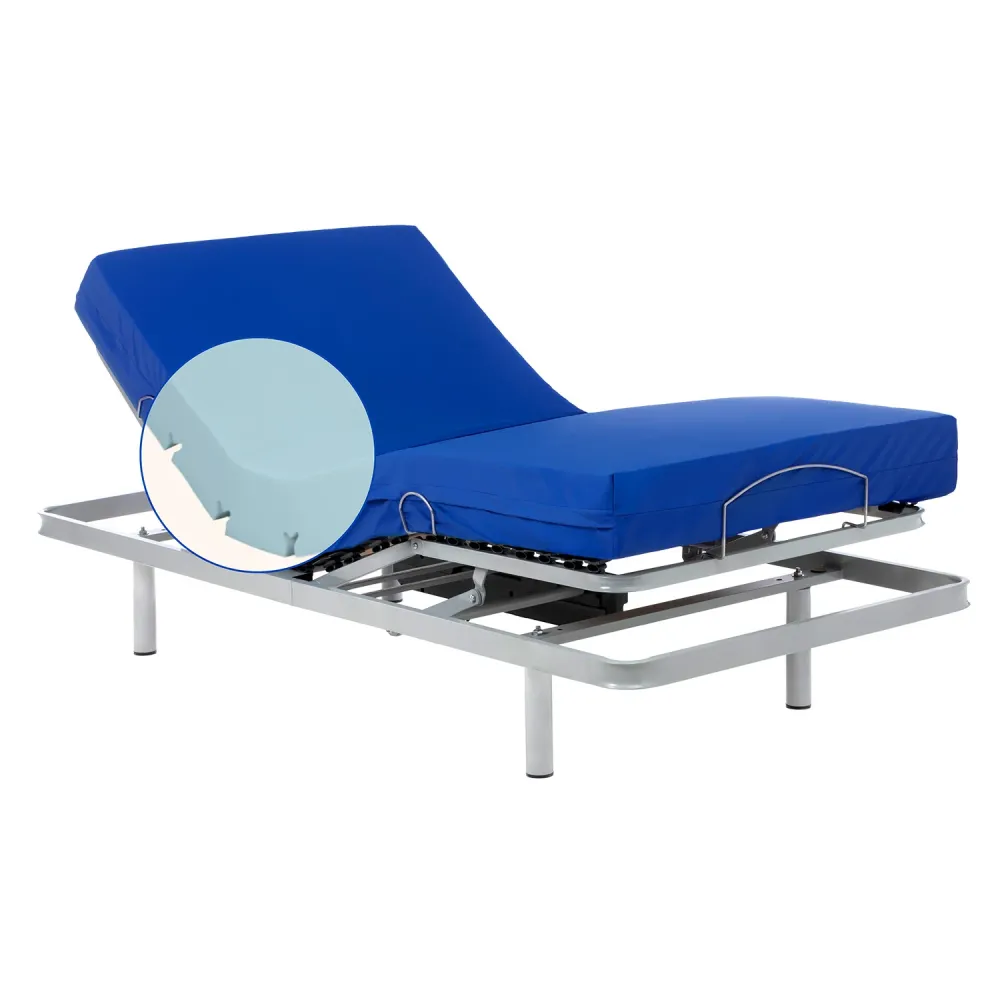 Set verstellbares Pflegebett mit wasserdichtem Professional HR-Matratze | Kabellose Fernbedienung