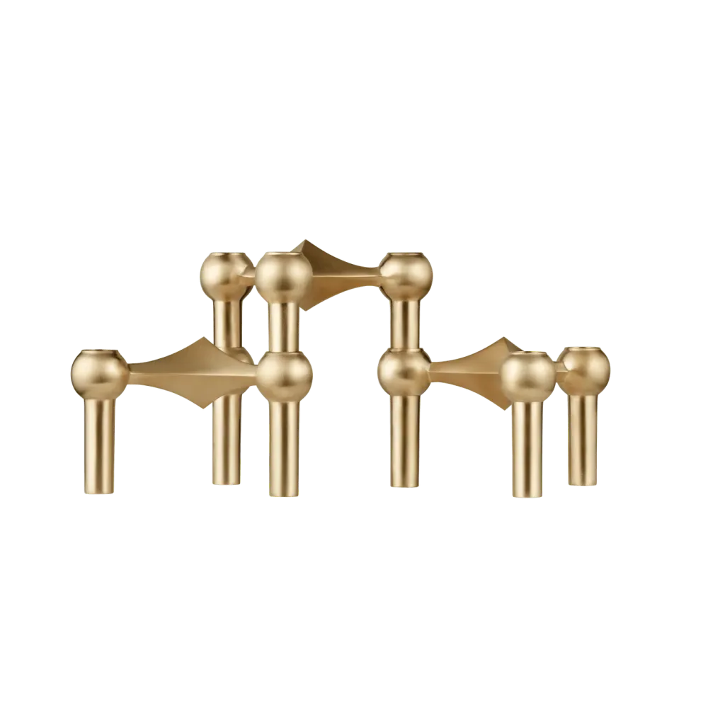Set von Kerzenhaltern STOFF NAGEL gebürstetes Messing