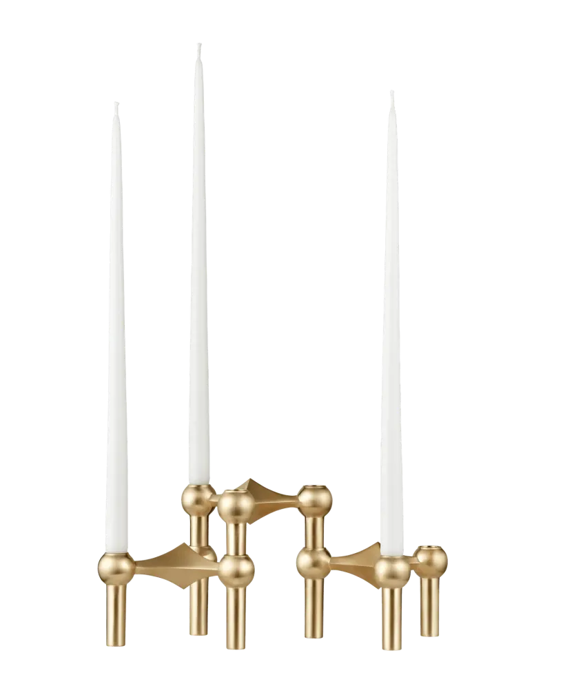 Set von Kerzenhaltern STOFF NAGEL gebürstetes Messing