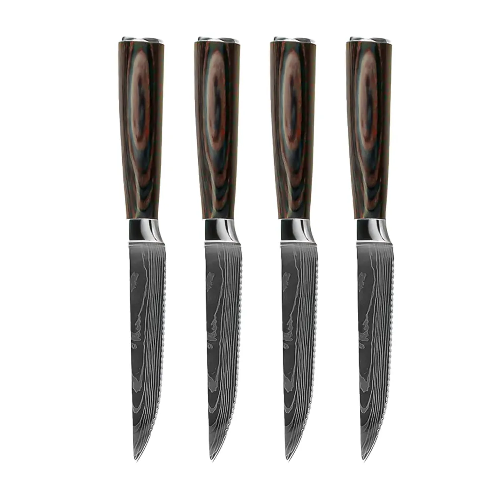 Shinrai Messer – Damastmuster, 4 Steakmesser, 12 cm