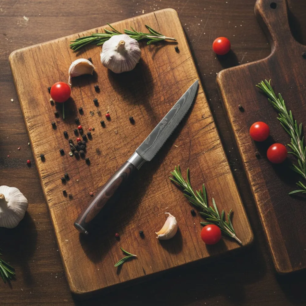 Shinrai Messer – Damastmuster, 4 Steakmesser, 12 cm