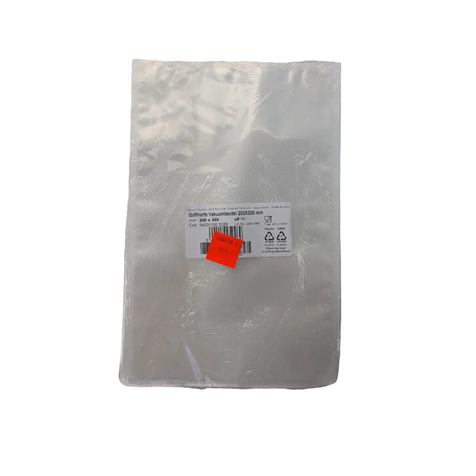 Siegelrandbeutel 90 µ 200x300 geriffelt 50 Stück für Haushaltsübliche Vakuumiergeräte