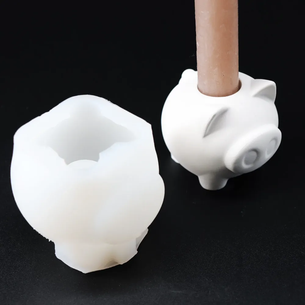 Silikonform 3D Schwein Kerzenständer Gießform für Raysin, Epoxidharz ca. 6 cm