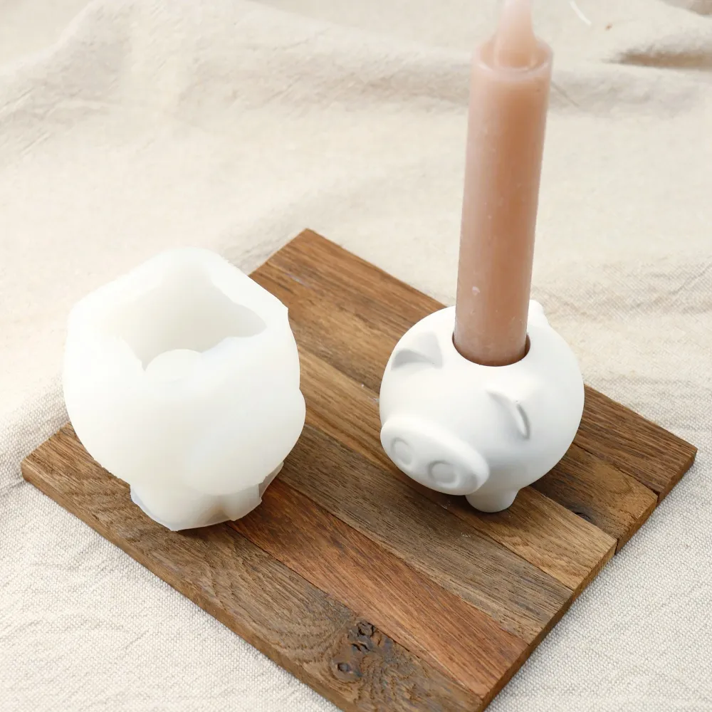 Silikonform 3D Schwein Kerzenständer Gießform für Raysin, Epoxidharz ca. 6 cm