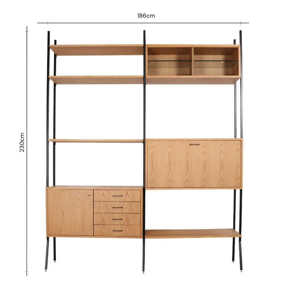 Skandinavisches Regal – Eiche – B186 × H230 cm