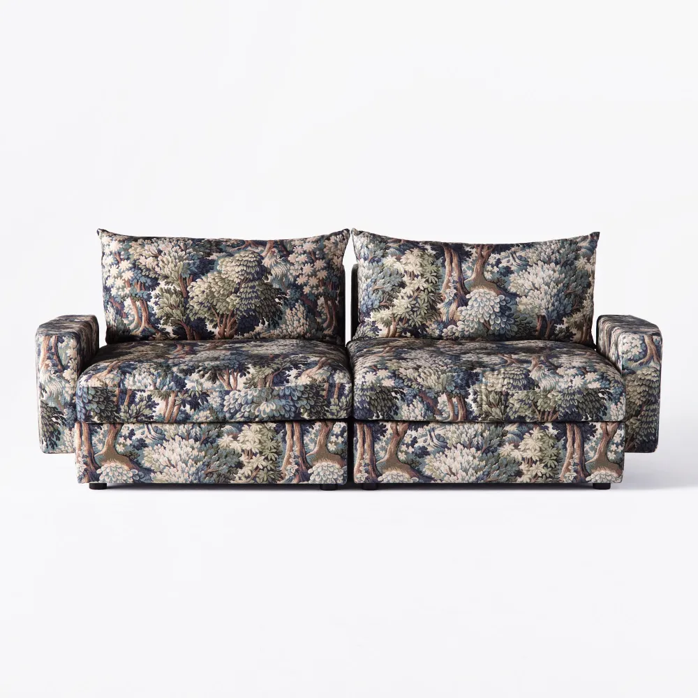 Sofa 2-Sitzer LAUREL mit Pflanzenmotiv