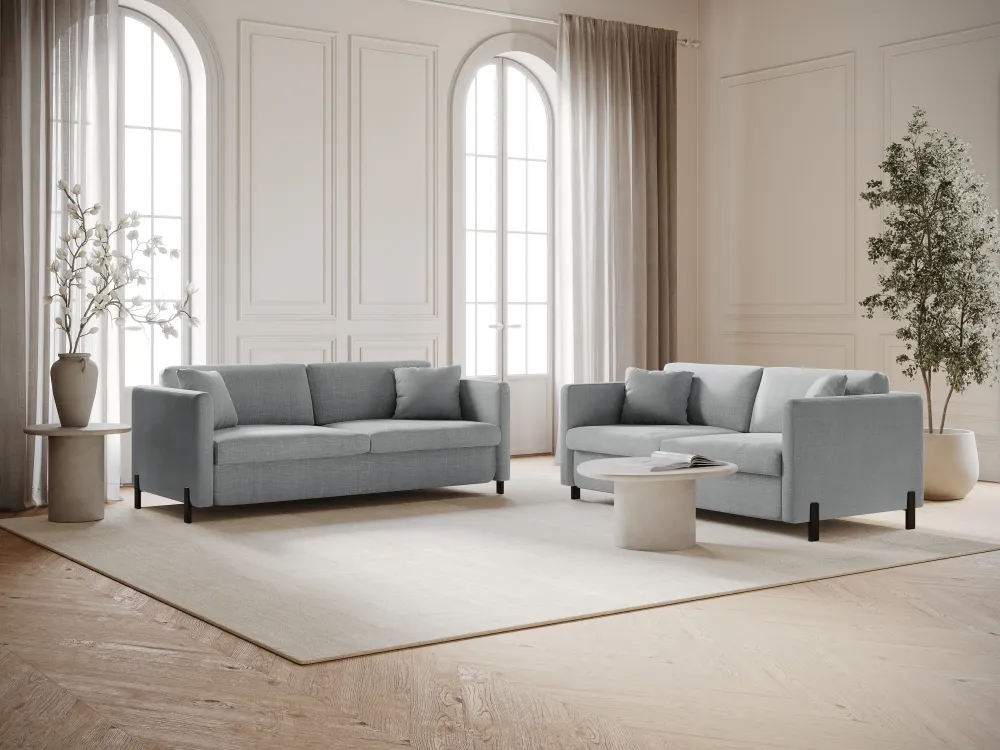 Sofa 2-Sitzer mit Schlaf-Funktion GLORIA hellgrau Chenille