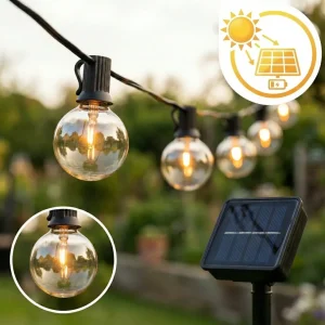 Solar-Lichterkette – Pin-Kabel | 5 Meter | 20 LEDs | Warmes Licht