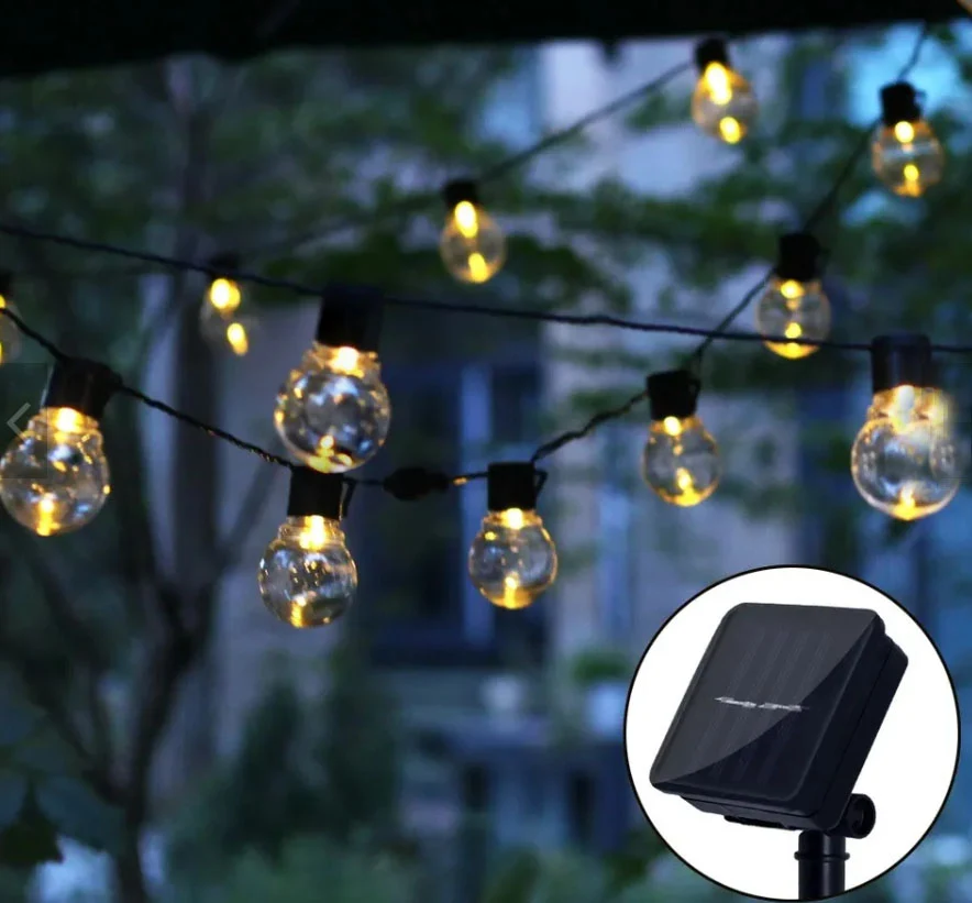Solar-Lichterkette – Pin-Kabel | 5 Meter | 20 LEDs | Warmes Licht