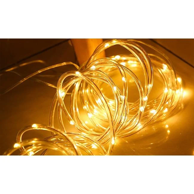 Solar-Partybeleuchtung / Lichterkette | Seil | 12 Meter | 100 LEDs | Warmes Licht