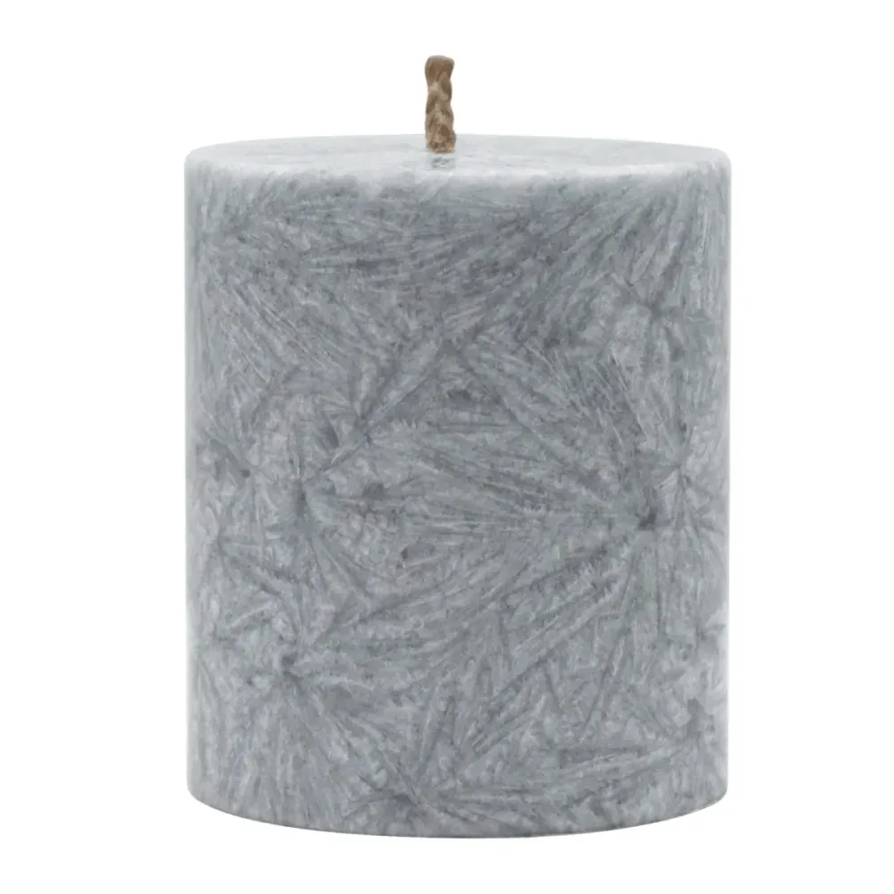 Stearin-Stumpenkerze, Grau, 64/75 mm, 100% pflanzlicher Wachs, KERZENFARM HAHN, Brenndauer ca. 19,5h