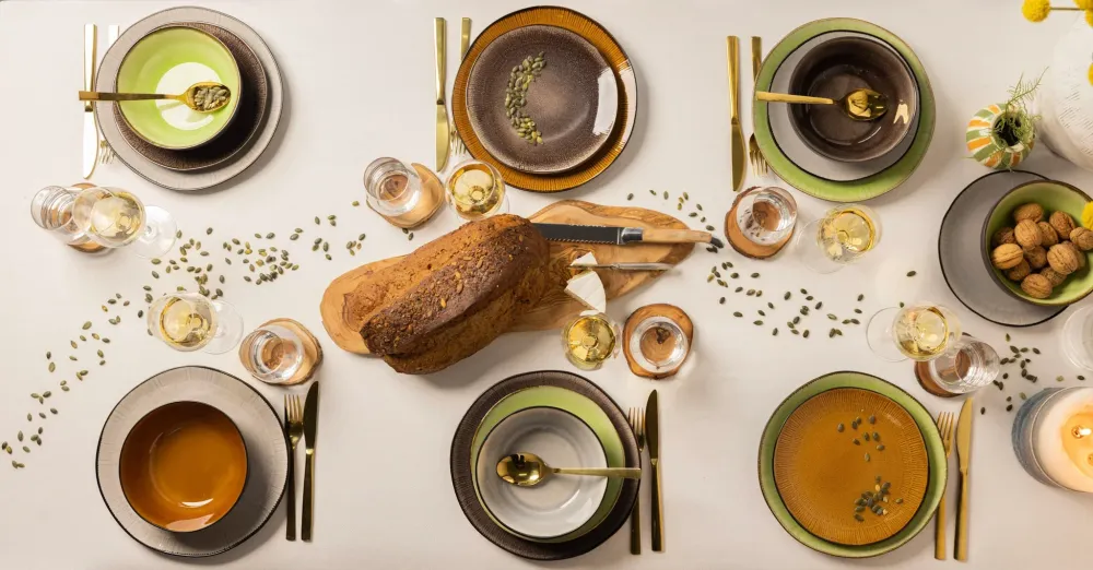 Studio Tavola Geschirrset Deep Forest - 18-teilig / 6 Personen - 6 Speiseteller, 6 Suppenteller und 6 Frühstücksteller