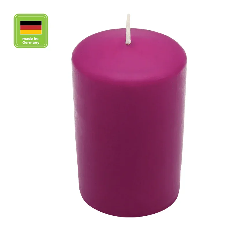 Stumpenkerze aus Paraffin, Erika, WENZEL, 100/70 mm, Brenndauer ca. 34h, selbstverlöschend