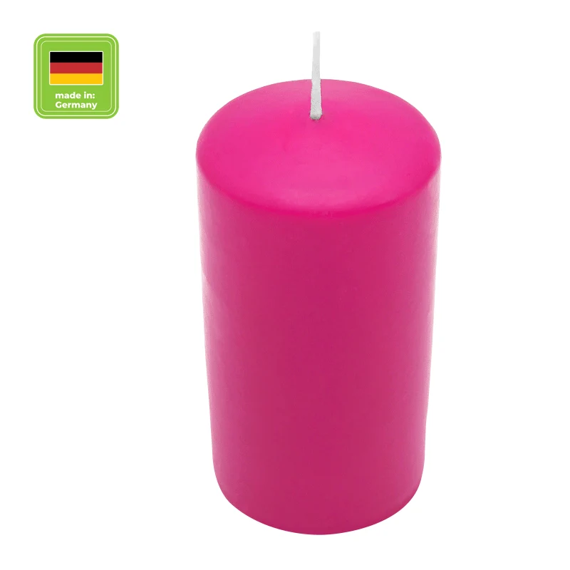 Stumpenkerze aus Paraffin, Fuchsia, WENZEL, 130/70 mm, Brenndauer ca. 47h, selbstverlöschend