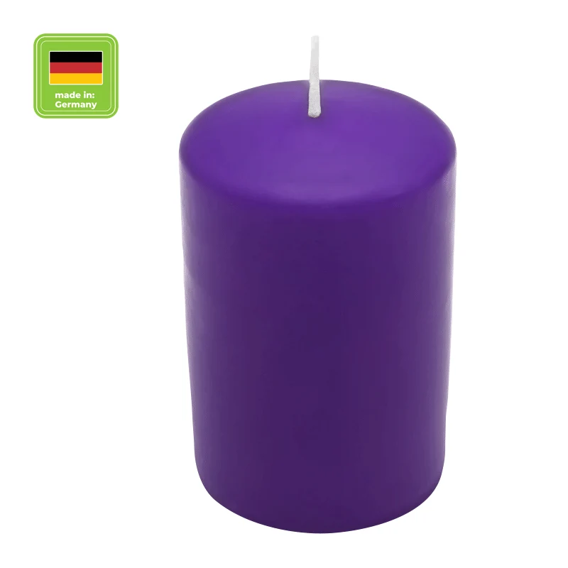 Stumpenkerze aus Paraffin, Lila, WENZEL, 80/60 mm, Brenndauer ca. 22h, selbstverlöschend