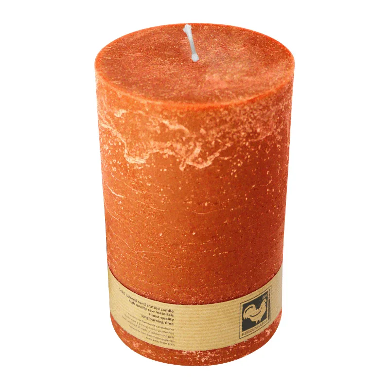 Stumpenkerze aus Paraffin, Orange, Country, 100/150 mm, KERZENFARM HAHN, Brenndauer ca. 88h