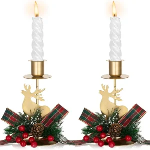 Sziqiqi Kerzenhalter Hirsch Gold Metall Weihnachtstisch 2