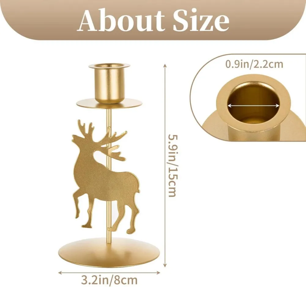 Sziqiqi Kerzenhalter Hirsch Gold Metall Weihnachtstisch 2