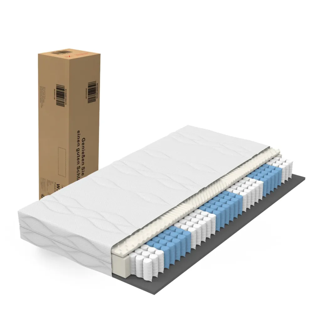 Taschenfederkern Matratze 120x200 cm, 7 Zonen, H3/H4, Boxspring-Gefühl