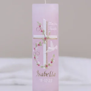 Taufkerze · Isabella · pastellrosa · handgegossen & verziert