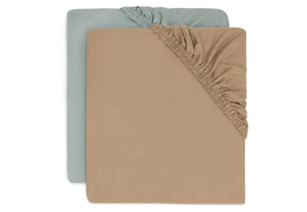 Jollein Spannbetttuch Cradle 40/50X80/90Cm - Sea Green/Biscuit - 2 Stück