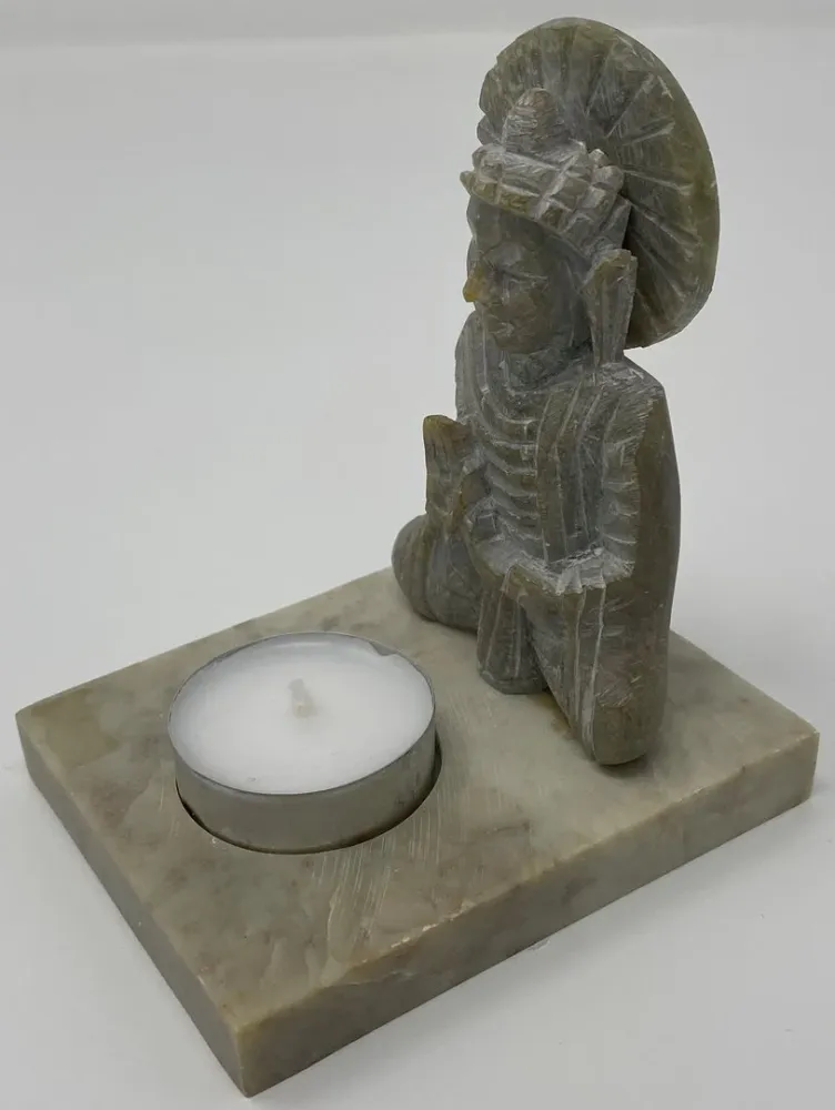 Teelicht "Buddha" Speckstein 6x10x12cm