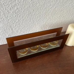 Teelichthalter 4er-Reihe Kerzenhalter Rot Glas Vintage MCM 80er Dekoration