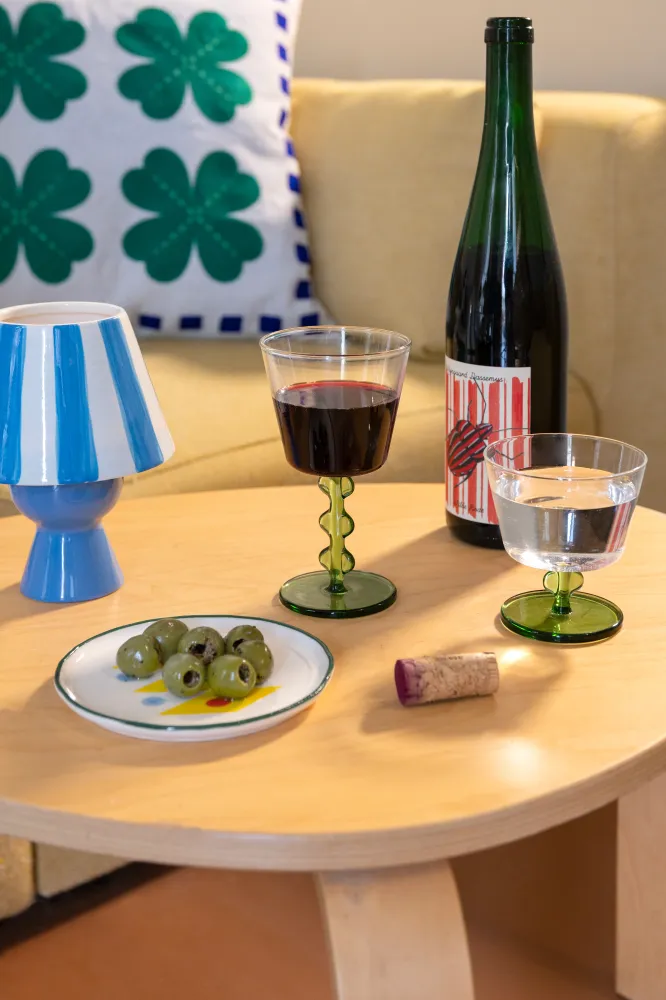 Teelichthalter CANTINE blau mit Weiß