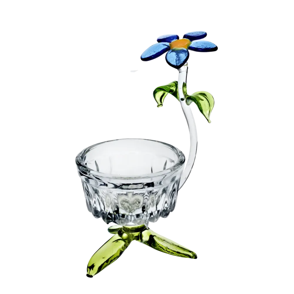 Teelichthalter mit Blumen Blumen 7,5cm Glas Kerzenhalter Dekoration Geschenk