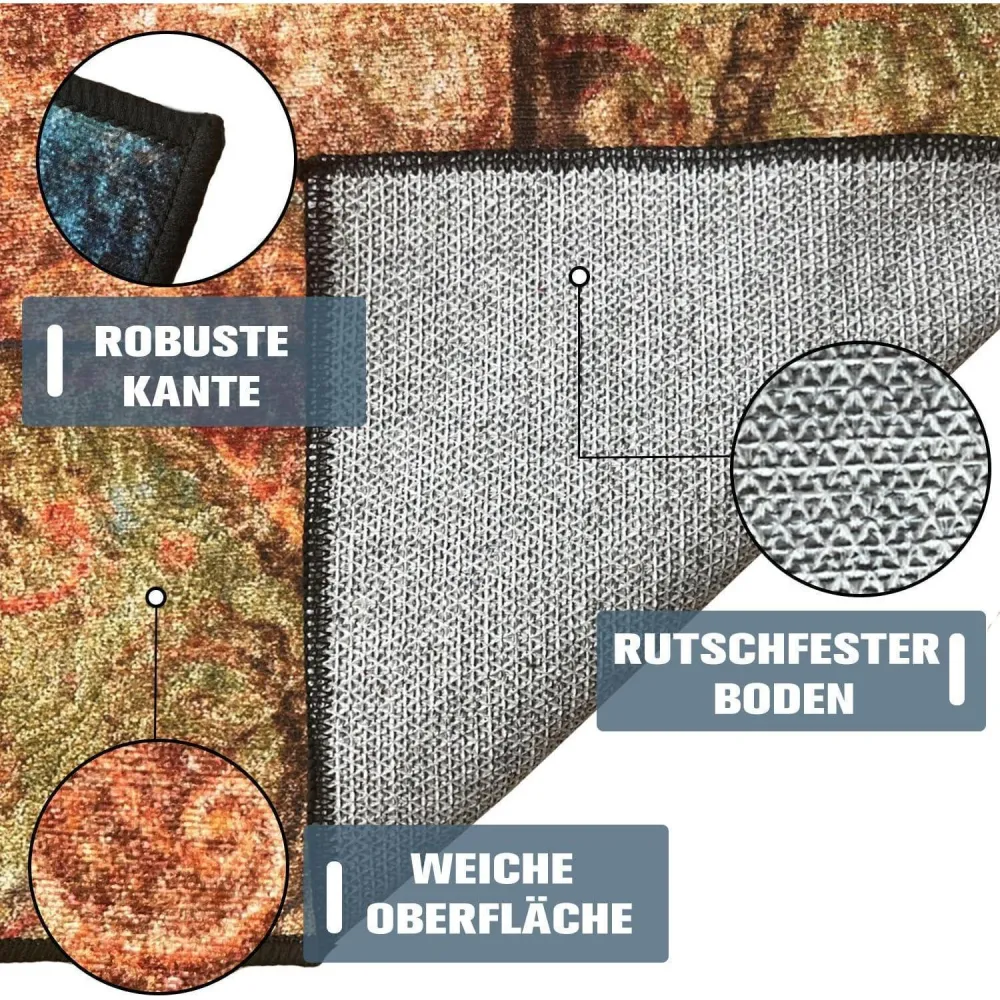 Teppich Läufer Flur rutschfest 60x150 cm Waschbar Modern
