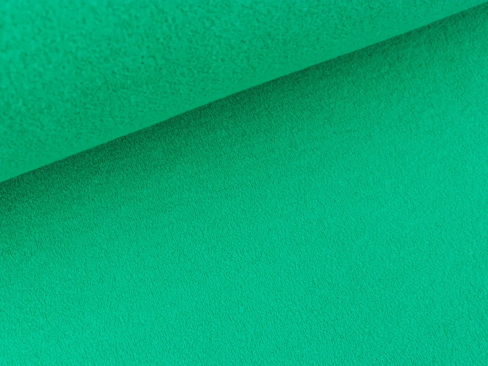 Terry Fleece Baumwollfrottee mit Fleeceabseite emerald uni
